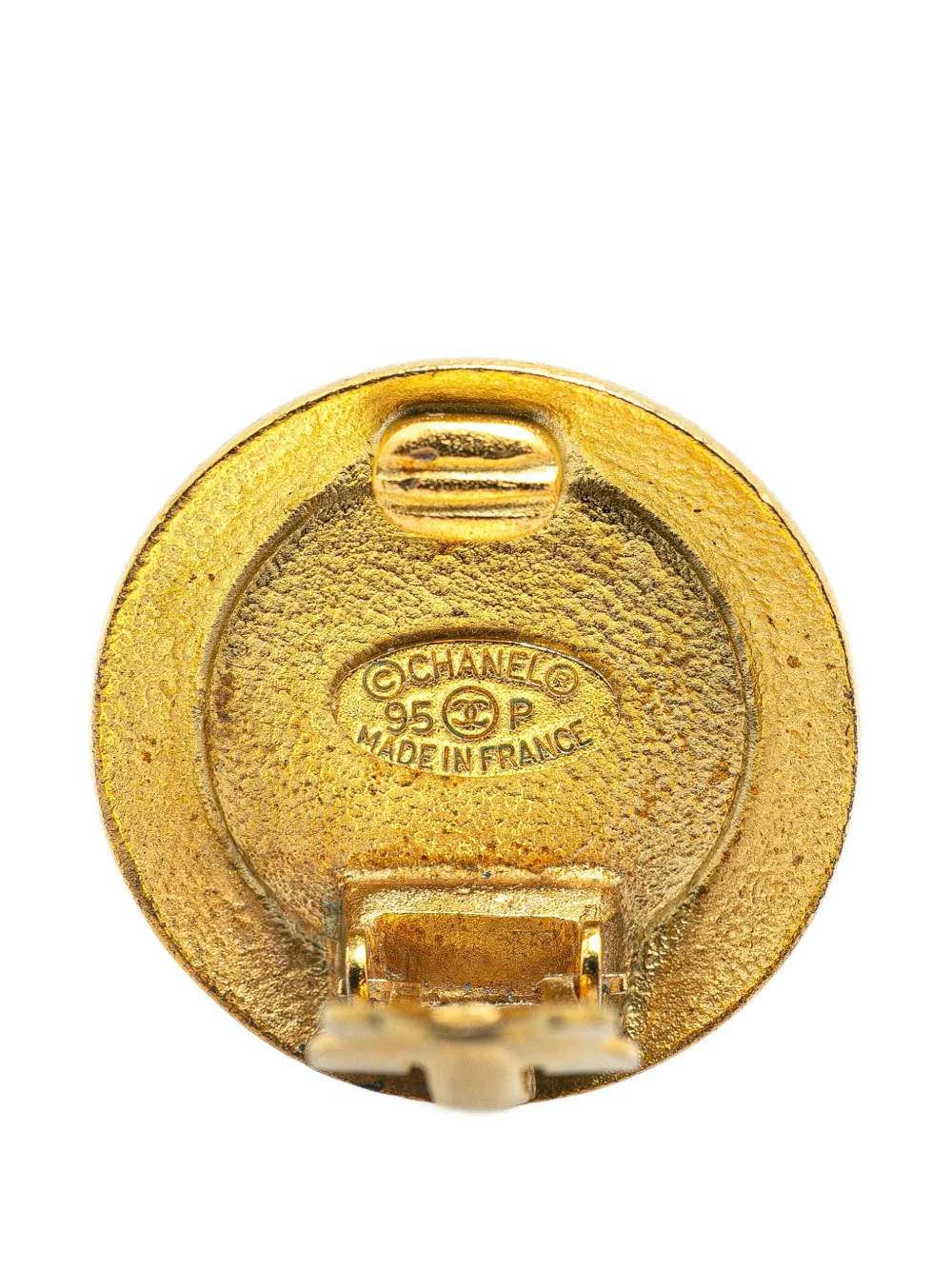 Pre-owned Chanel 1995 Gold Plated Cc Button Clip On Earrings Costume Earrings In 金色