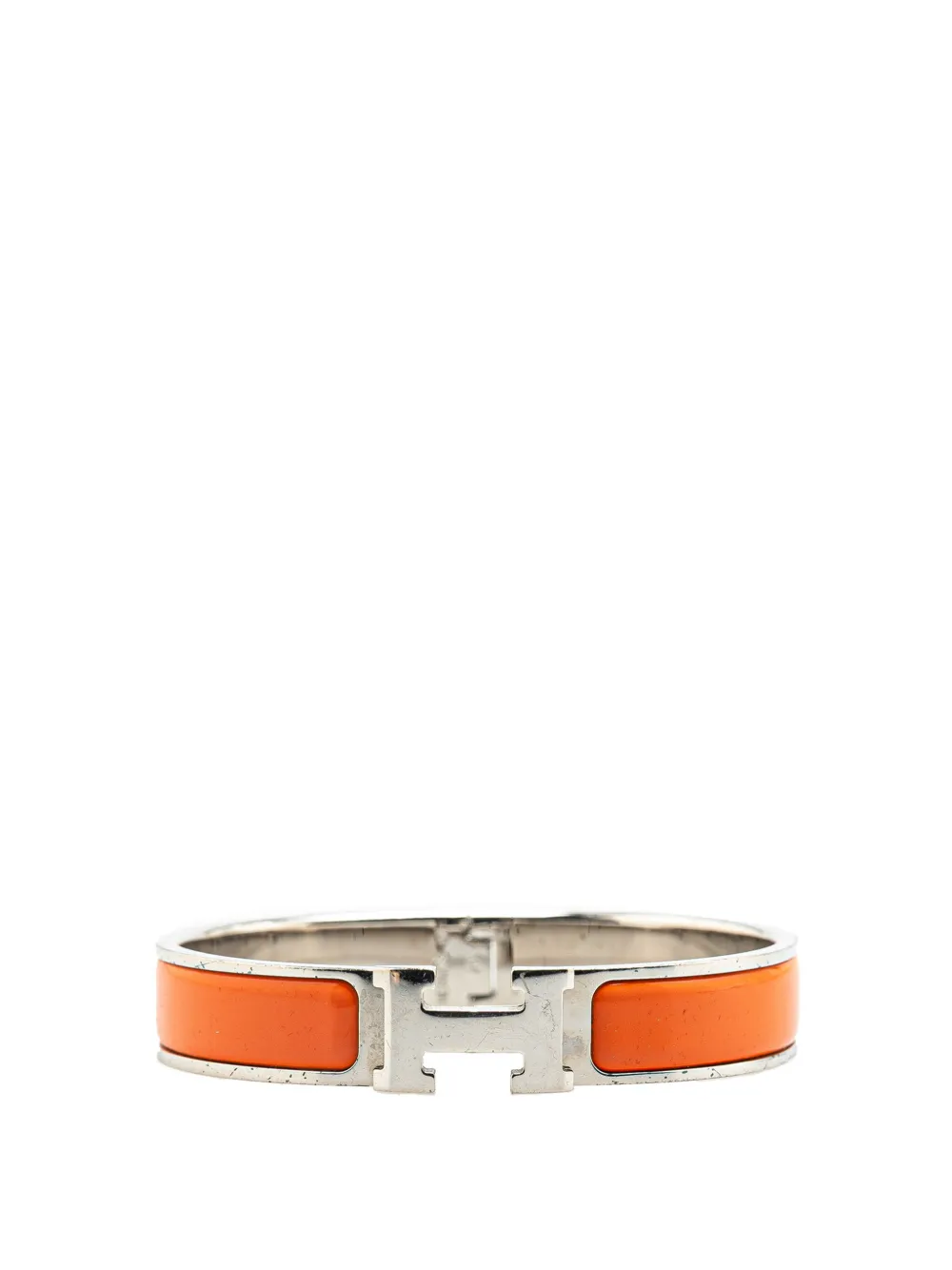 Hermès Pre-Owned 20th Century Narrow Enamel Clic H Bracelet PM costume bracelet | Silver | Image 1