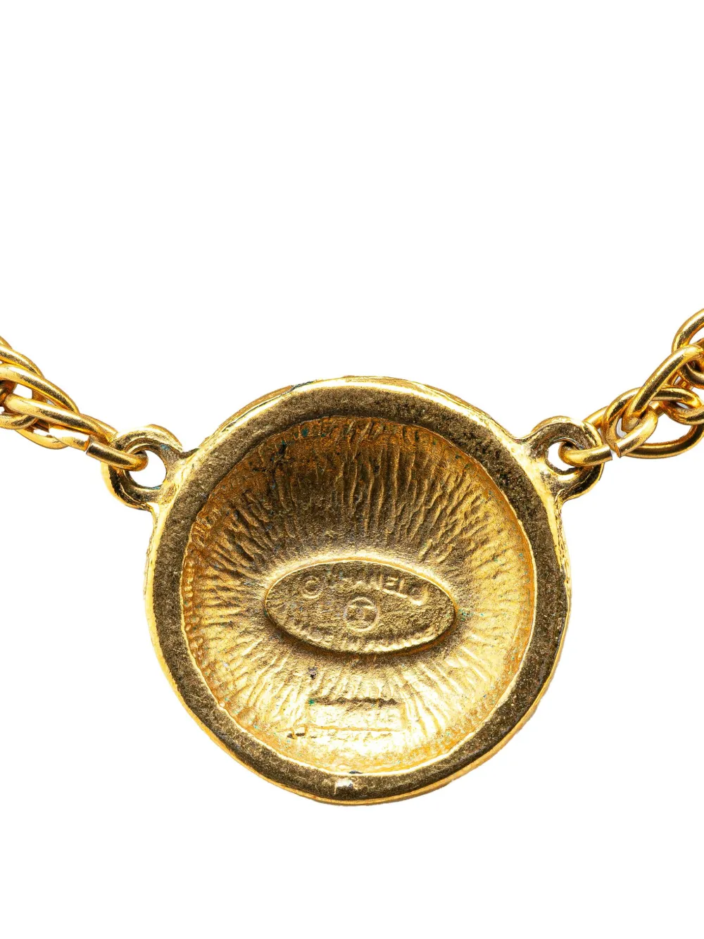 CHANEL Pre-Owned 1900s vergulde halsketting met ronde CD-logo hanger - Goud