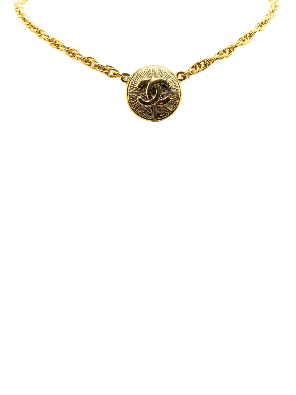 CHANEL Pre-Owned 20th Century Gold Plated CC Round Pendant Necklace costume necklace | Gold | Image 1