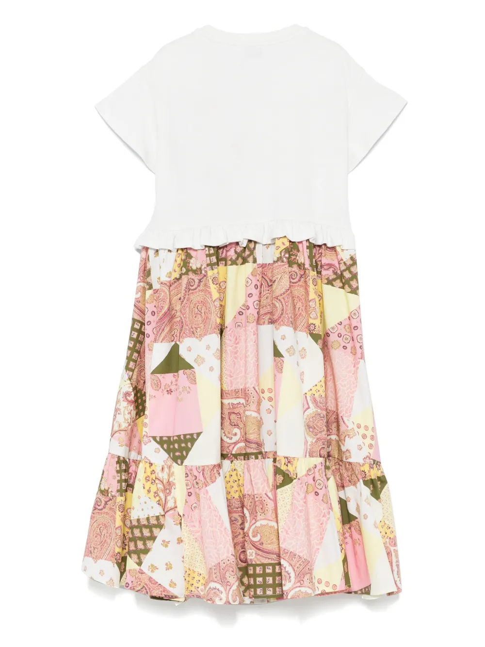 ETRO KIDS Jurk met patchwork-print Wit