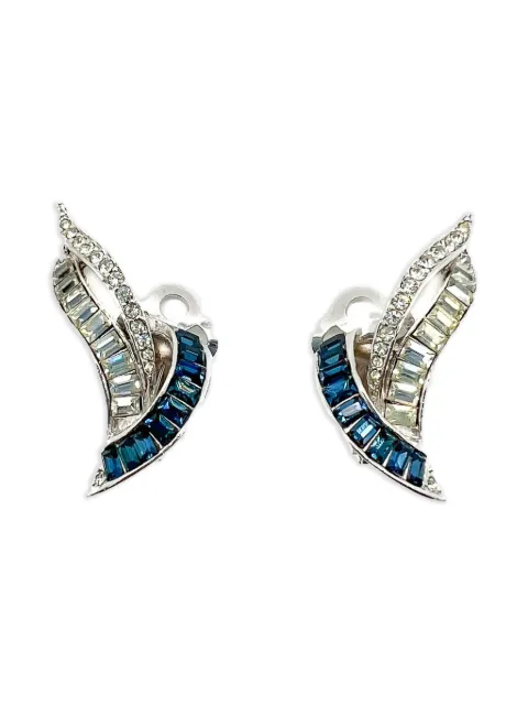 Jennifer Gibson Jewellery 1950s Paste Swoosh clip-on earrings
