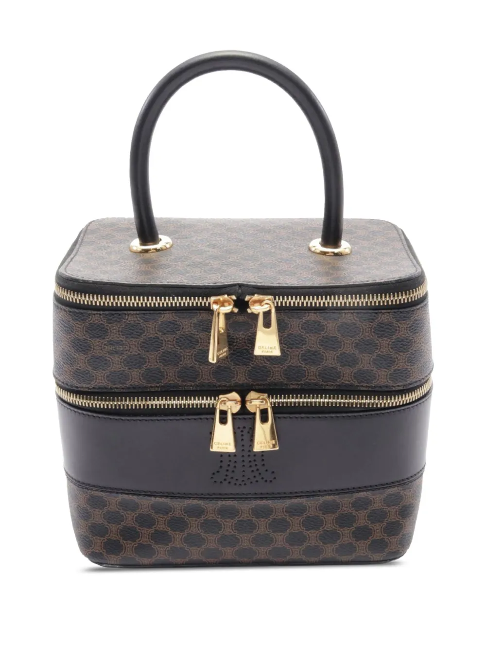 Céline Pre-Owned 2000-2024 Macadam Coated Canvas Double Zip vanity bag | Brown | Image 1