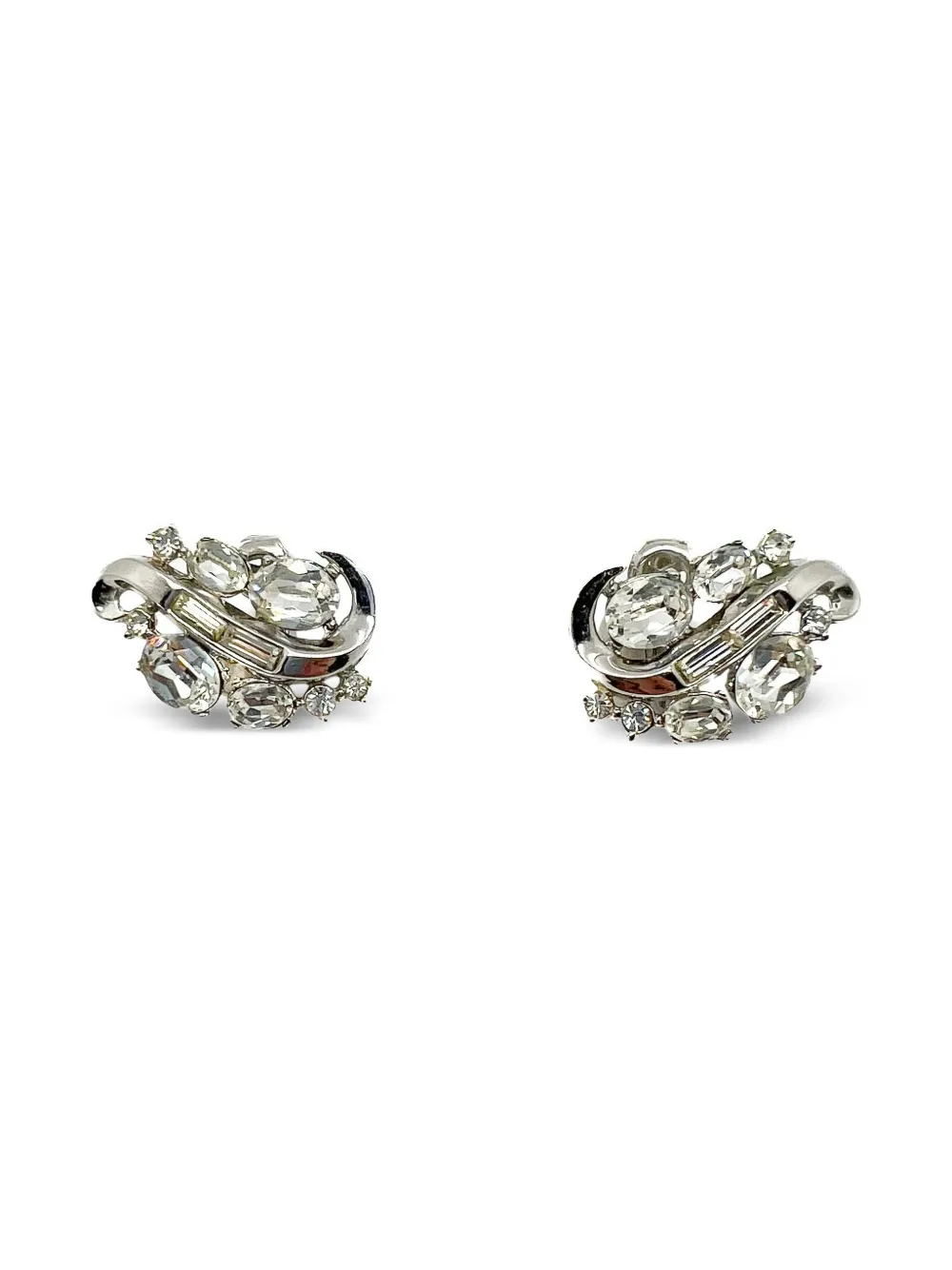 1940's Vintage Crown Trifari Crystal Swirl earrings