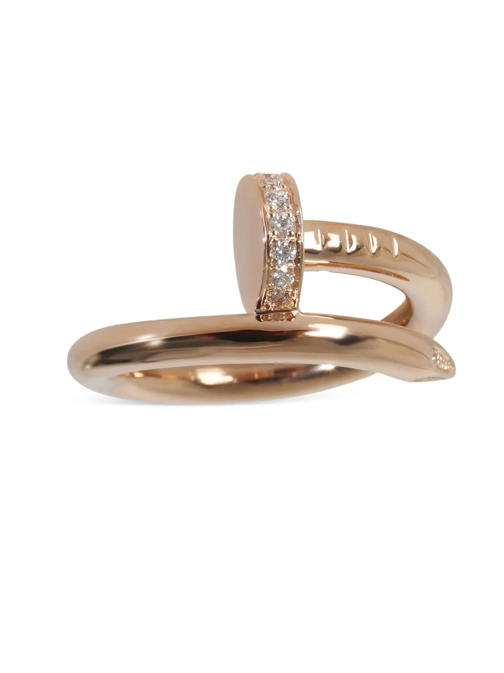 Pre-owned Cartier  18kt Rose Gold Juste Un Clou Diamond Ring In Pink