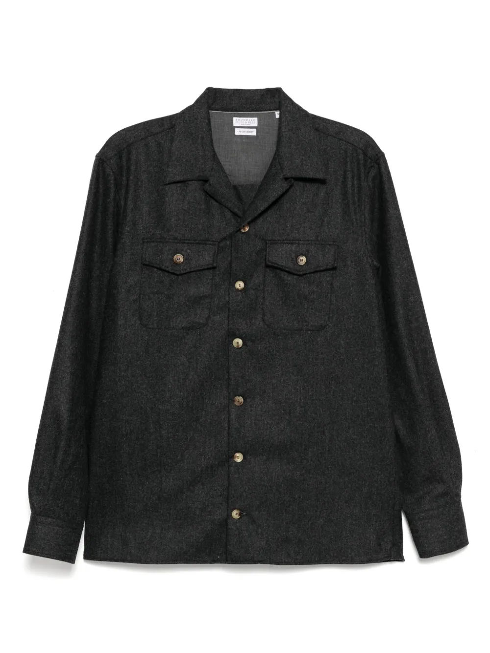 Brunello Cucinelli virgin wool long-sleeves shirt jacket | Grey | Image 1