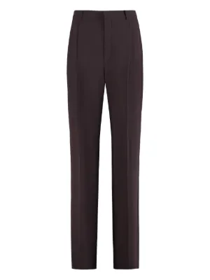 Saint Laurent ベージュウールミッドライズテーラードパンツ Saint Laurent ベージュウールミッドライズテーラードパンツ