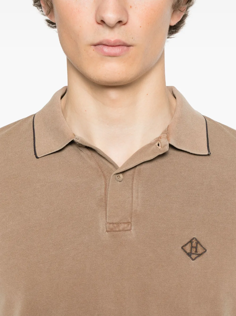 Herno Poloshirt met geborduurd logo Bruin