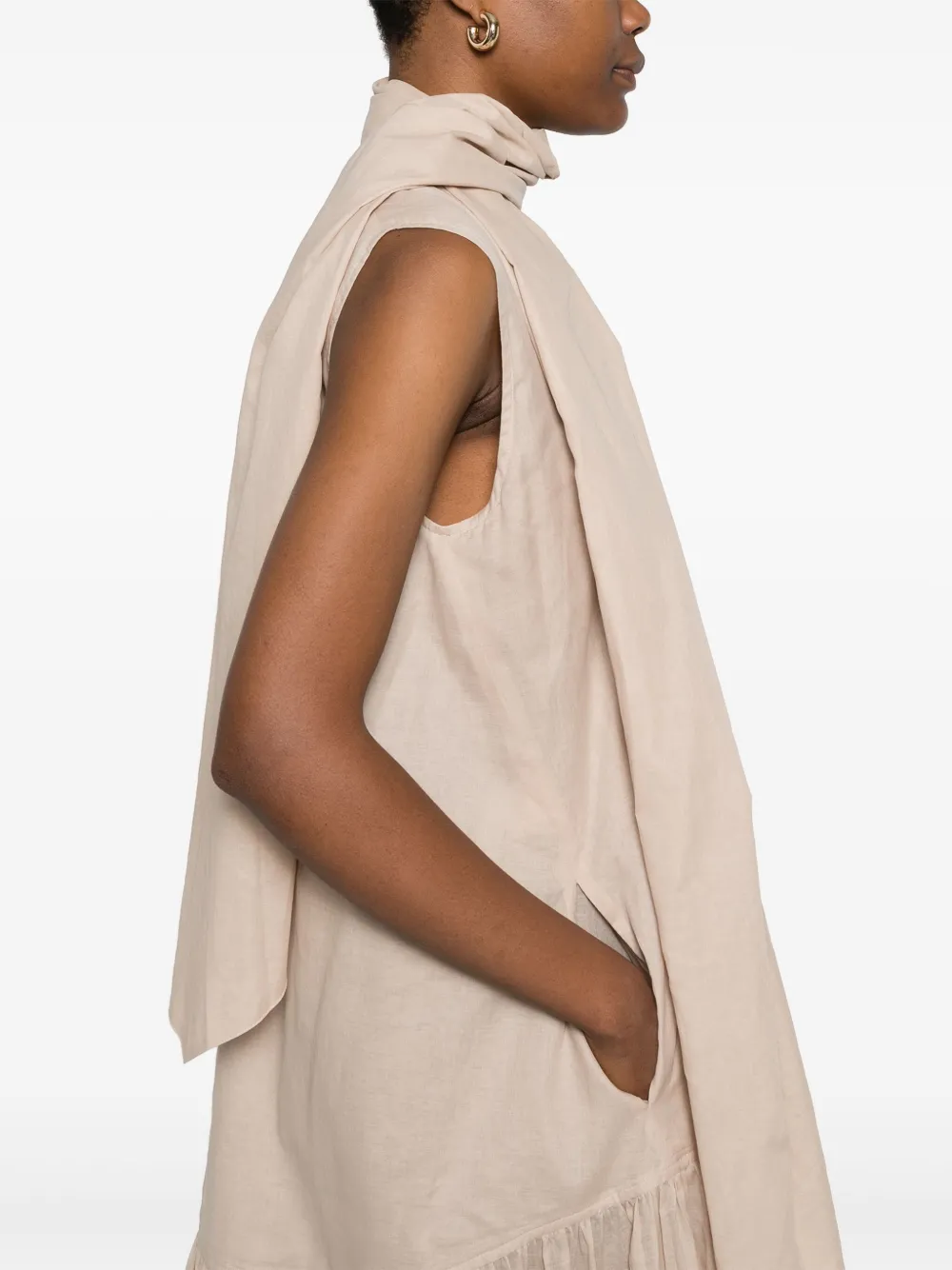 Shop Plan C Cotton Organza Maxi Dress In Brown