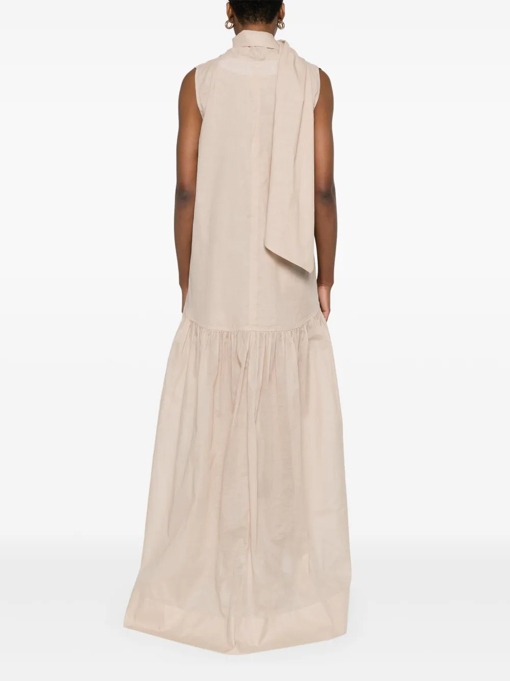Shop Plan C Cotton Organza Maxi Dress In Brown