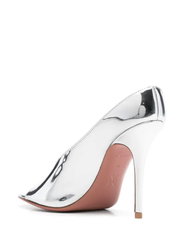 【関税込み】Amina Muaddi シルバー Adut 105 ヒールサンダル Amina Muaddi: シルバー Adut 105 ヒールサンダル | SSENSE 日本