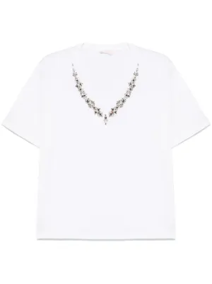 Cotton T-shirt with logo and rhinestones colour black