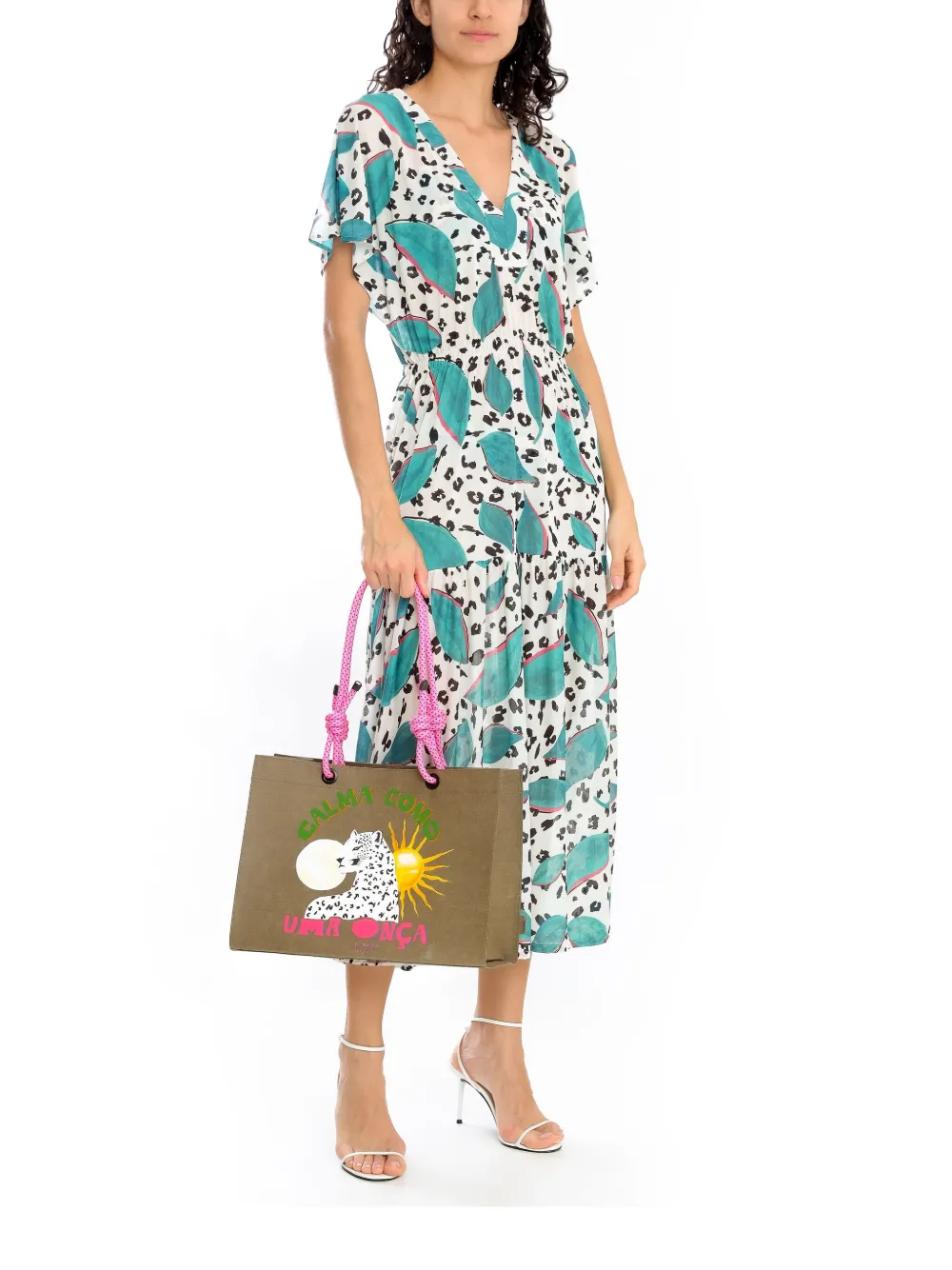 Brigitte Colette strandtas met print Bruin