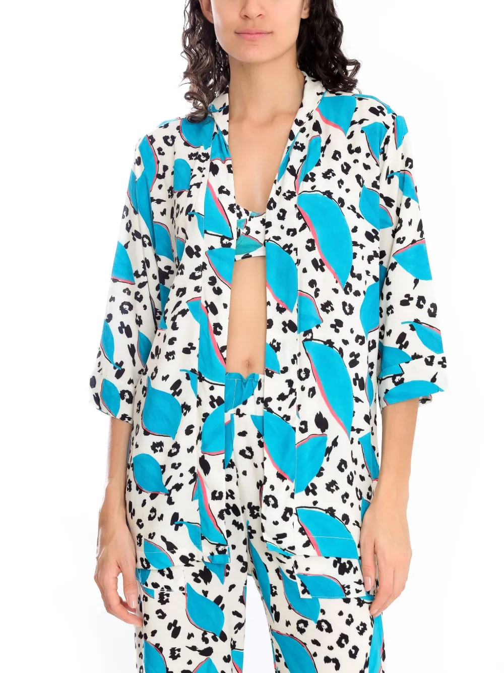 Brigitte Wikkeljas met print Wit