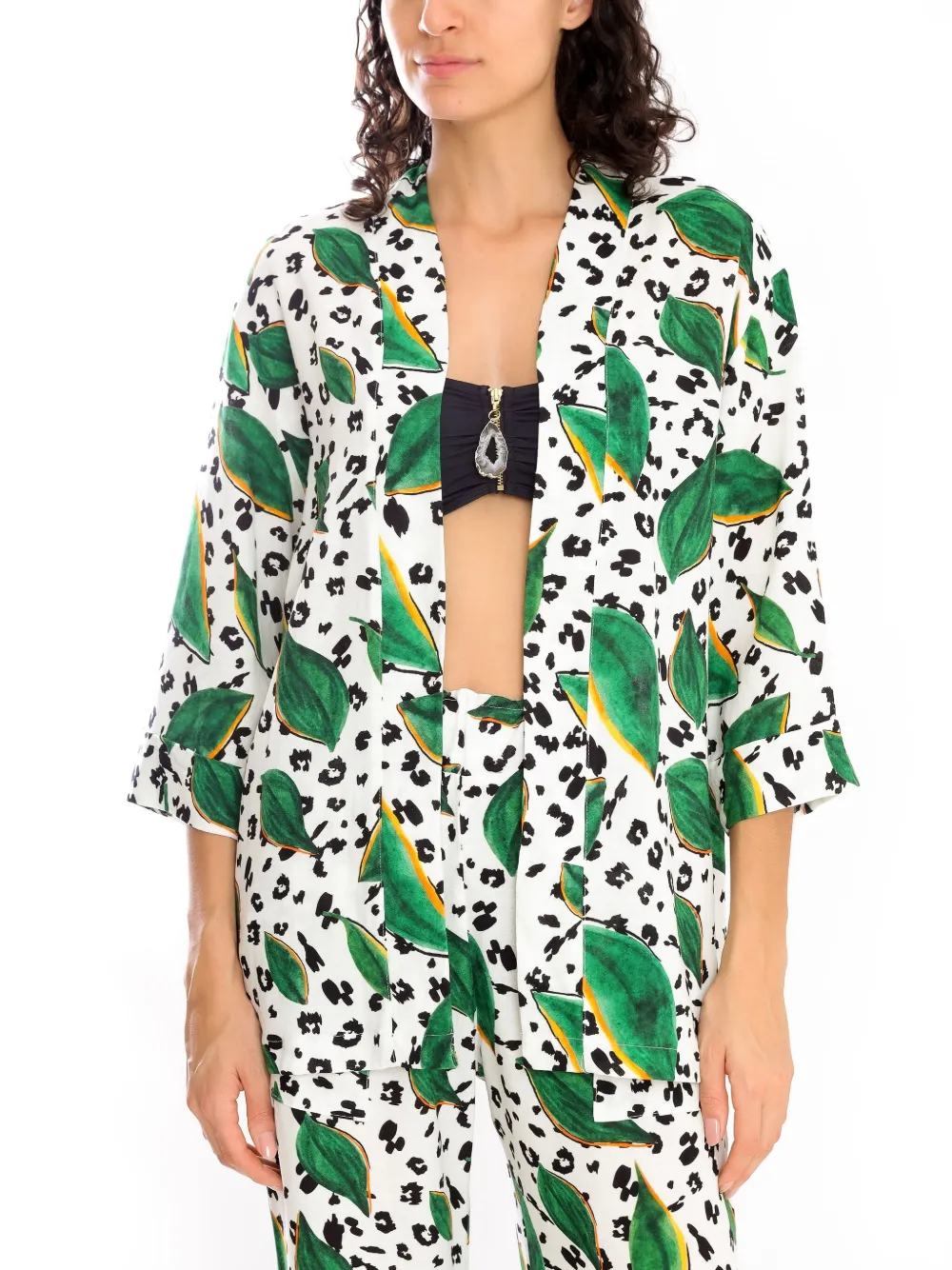 Brigitte Wikkeljas met print Wit