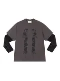 Song For The Mute foliage-print double-layered ""Black"" T-shirt - Grey