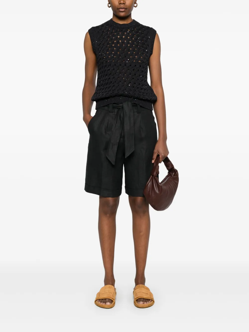 Peserico Shorts met geplooid detail Blauw