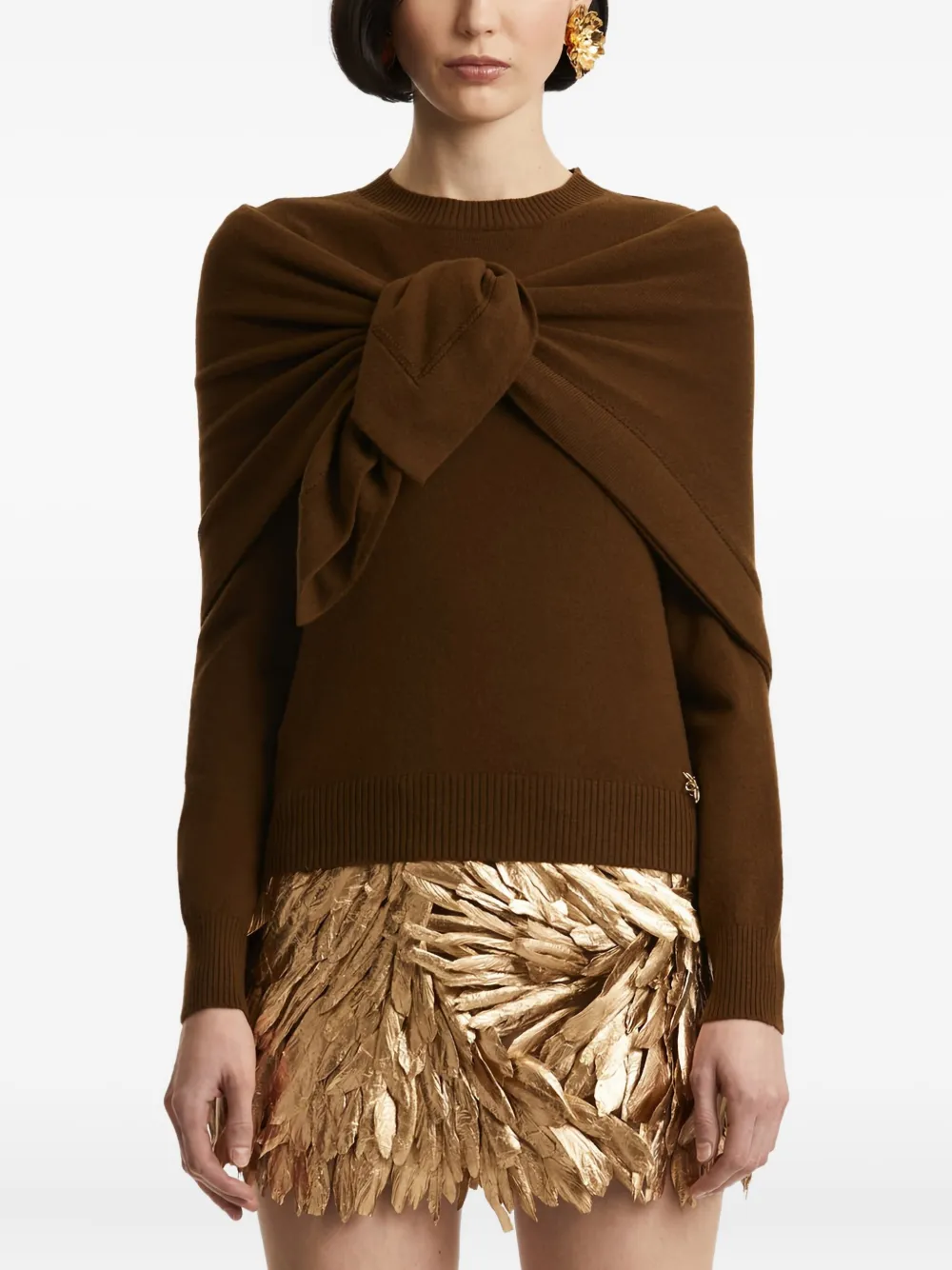 Oscar de la Renta Trui met sjaaldetail Bruin