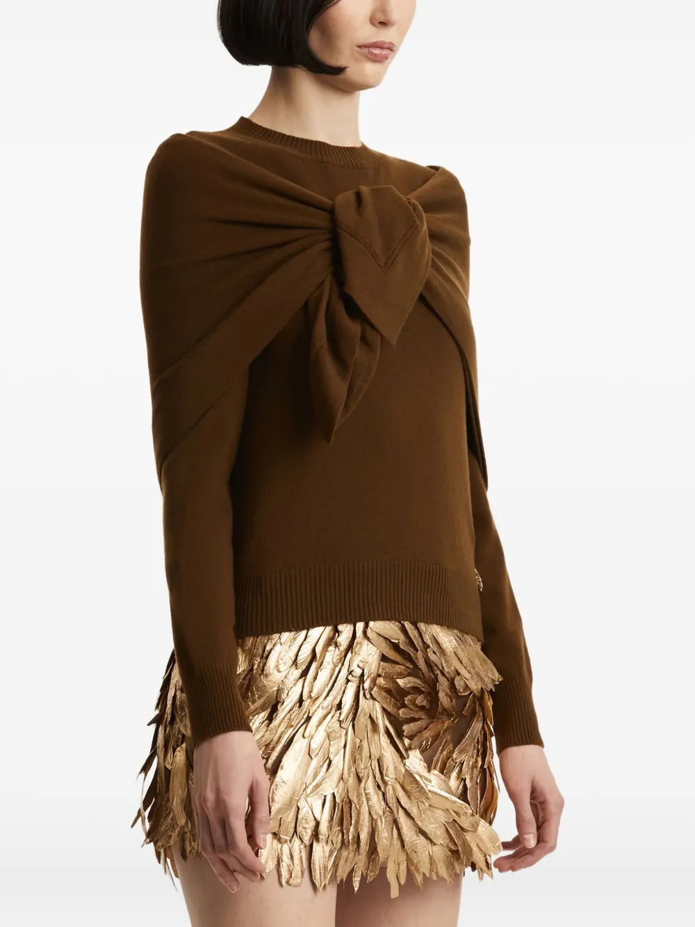 Oscar de la Renta Trui met sjaaldetail Bruin