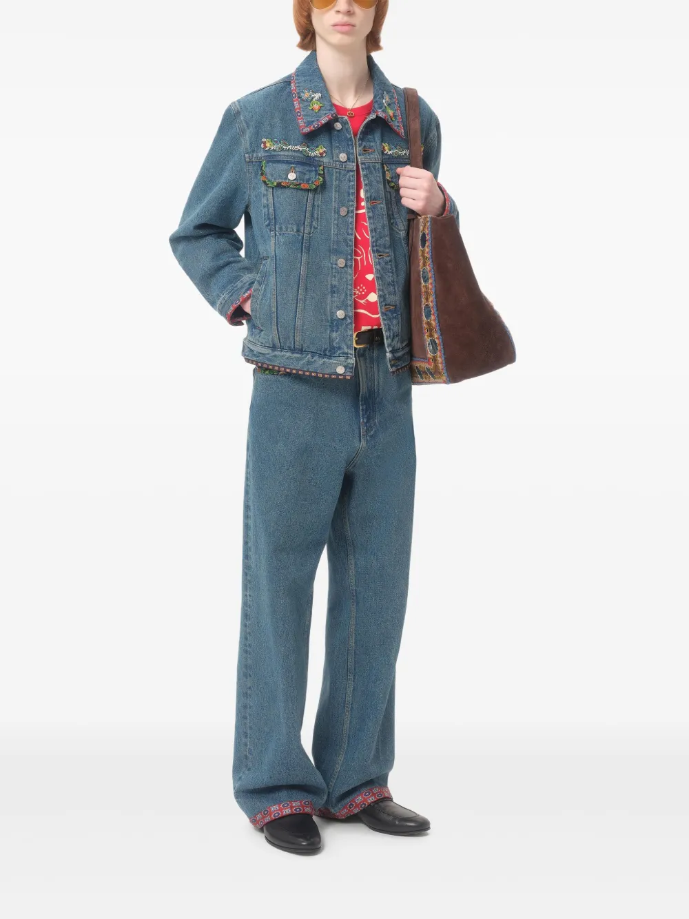 Valentino Garavani Denim jack met print afwerking Blauw