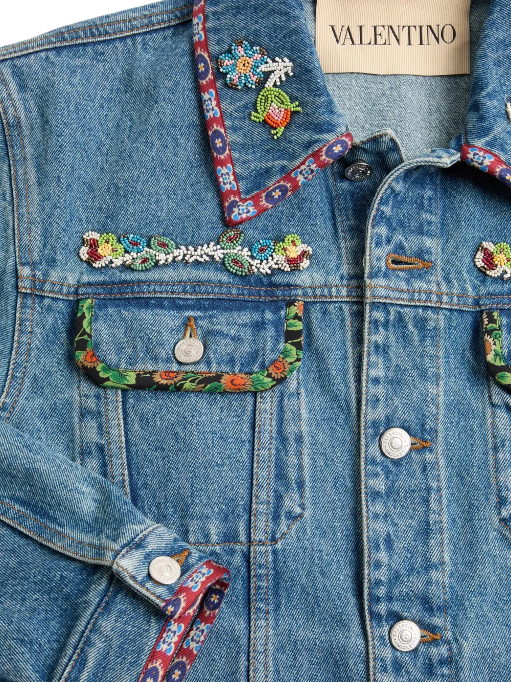 Valentino Garavani Denim jack met print afwerking Blauw