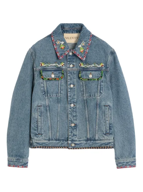 Valentino Garavani printed-trim denim jacket