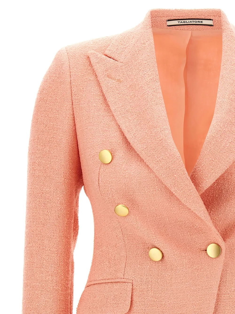 Tagliatore Double-breasted Tailored Jacket With Textured Finish In Pink