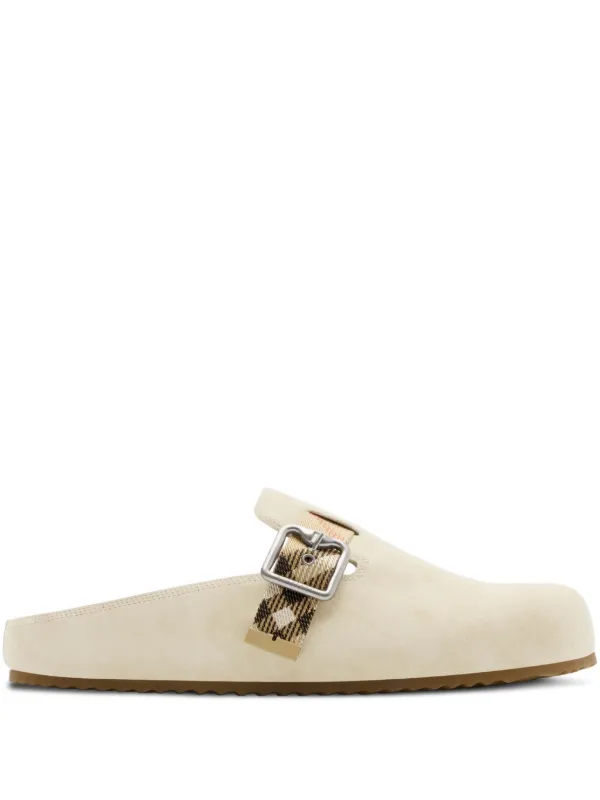 Burberry Suede Urchin Clogs in Neutrals