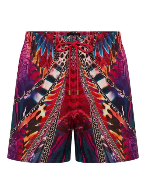 Camilla elastic-waist swim shorts
