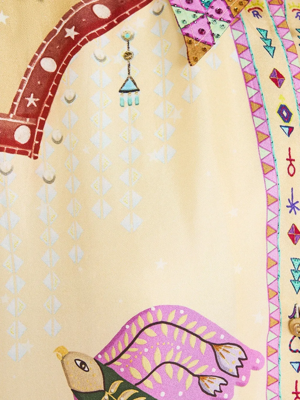 Camilla Aswan blouse met abstracte print Beige