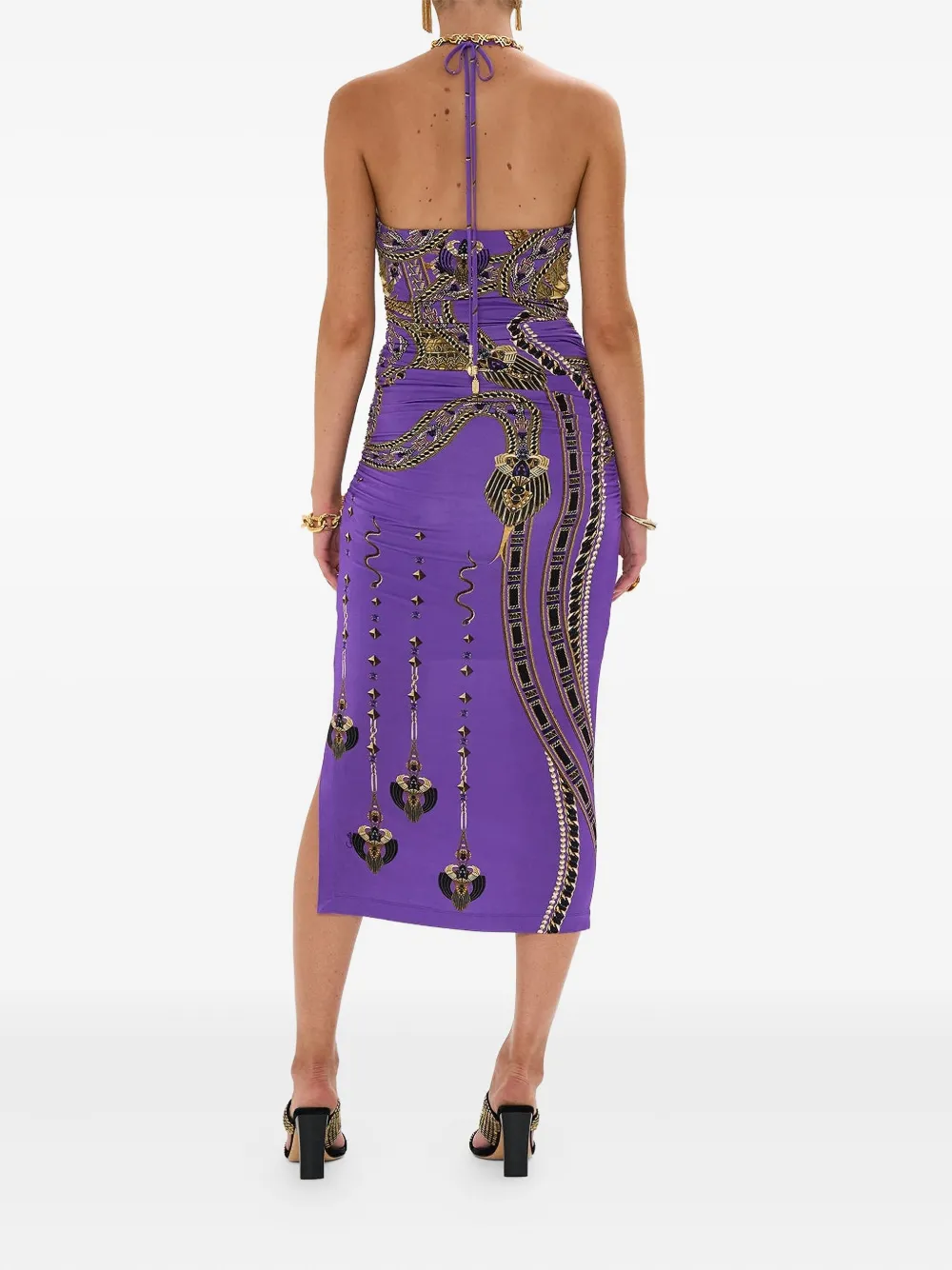 Camilla Luxorland Lady midi-jurk met halternek Paars