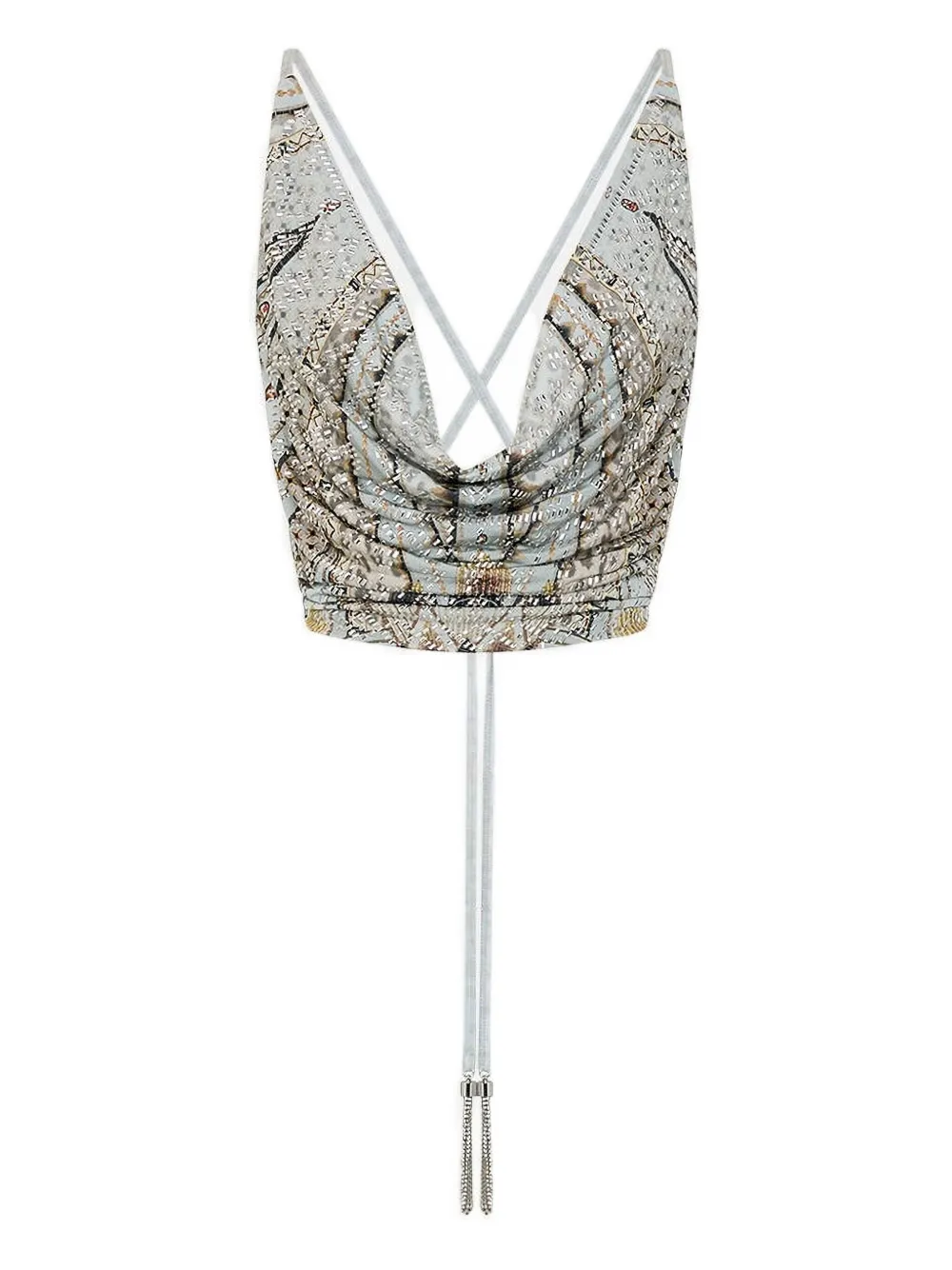 Camilla top con cuello desbocado | azul | Image 1