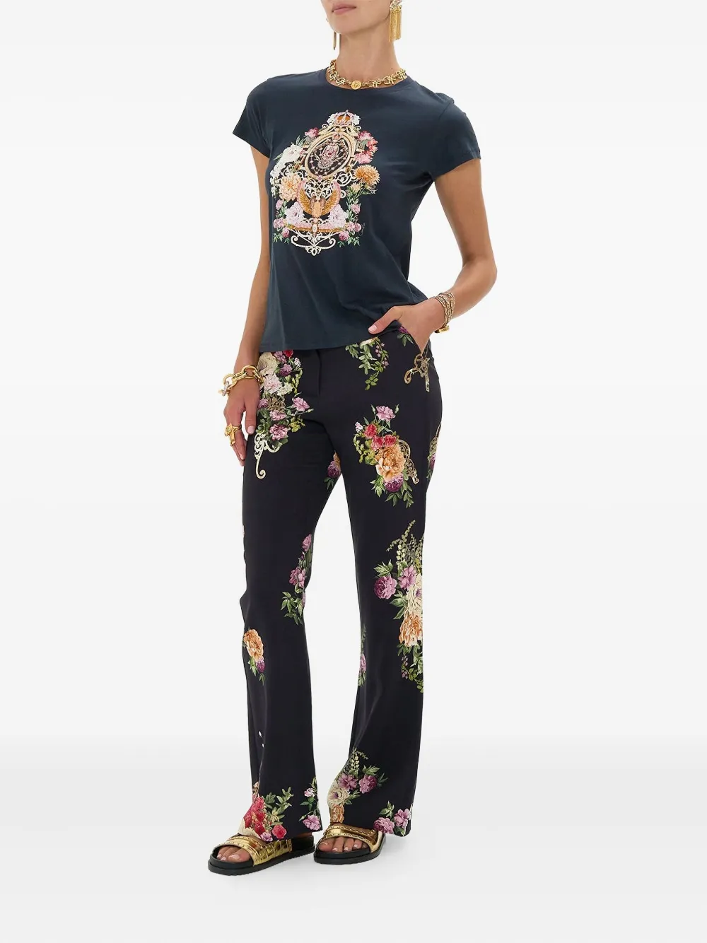 Camilla Adorned in Alexandria flared broek Zwart
