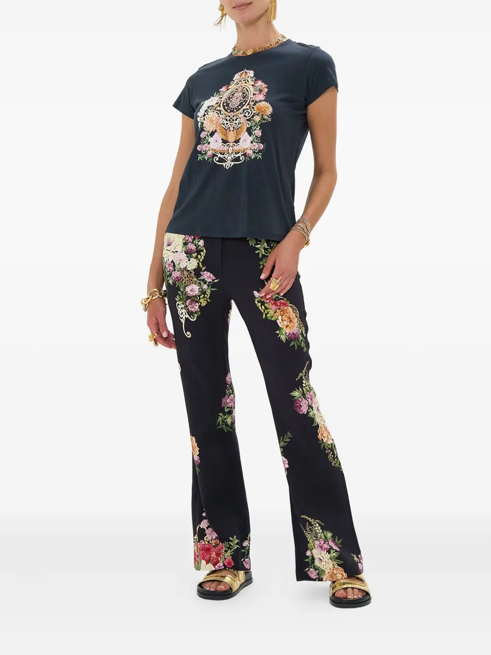 Camilla Adorned in Alexandria flared trousers - Zwart
