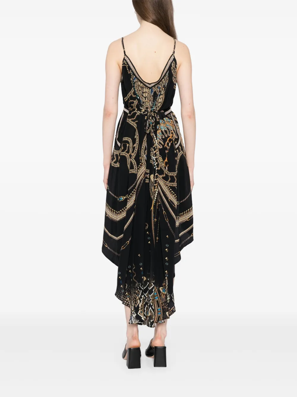Camilla Asymmetrische jurk met bandjes Zwart