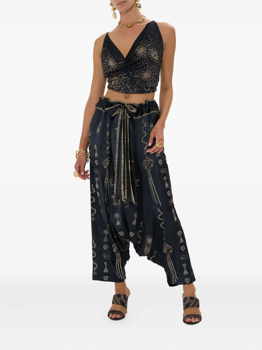 Camilla Call Me Cleopatra top met V-hals Zwart