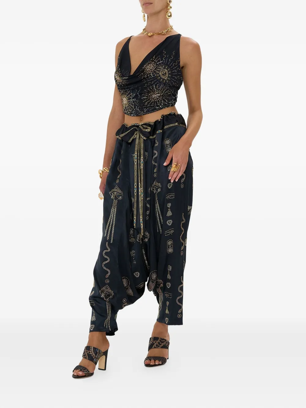 Camilla Call Me Cleopatra top met V-hals Zwart