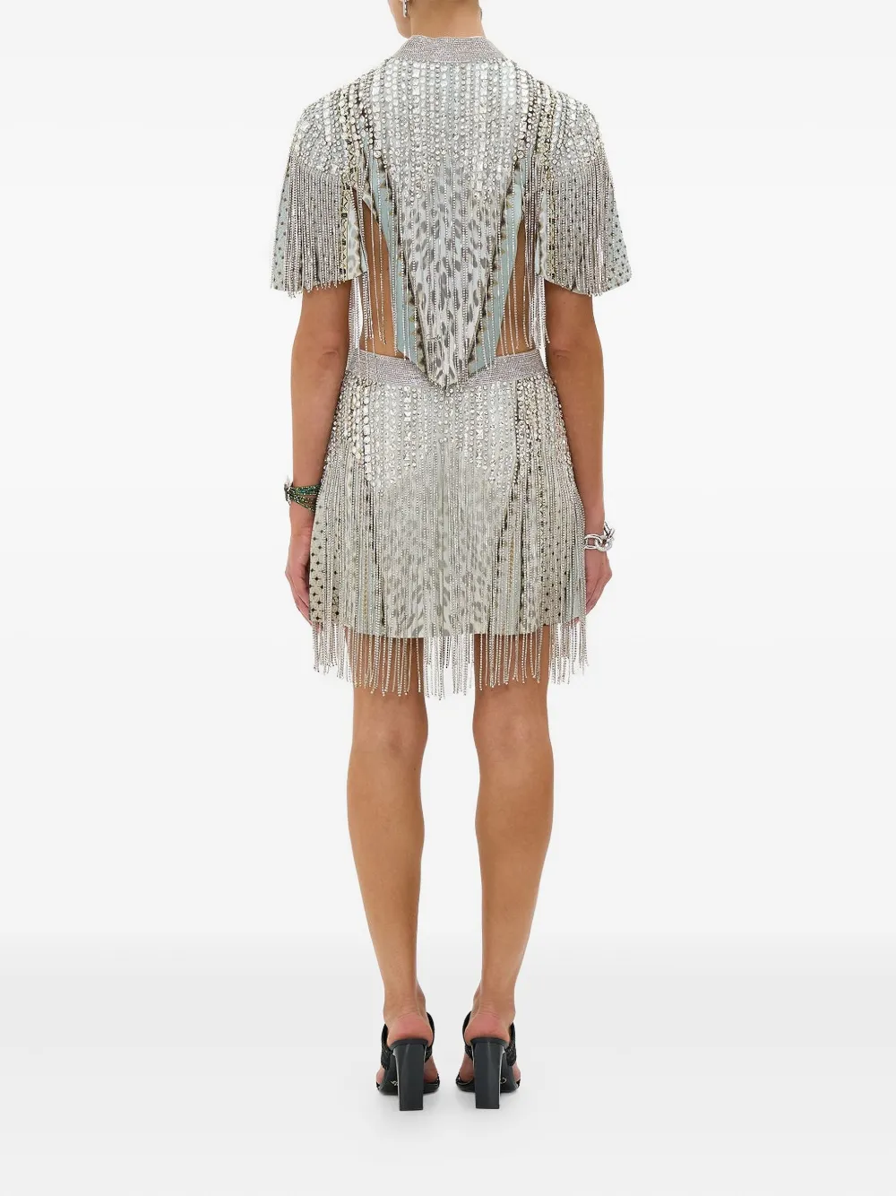 Camilla beaded fringed top - Blauw