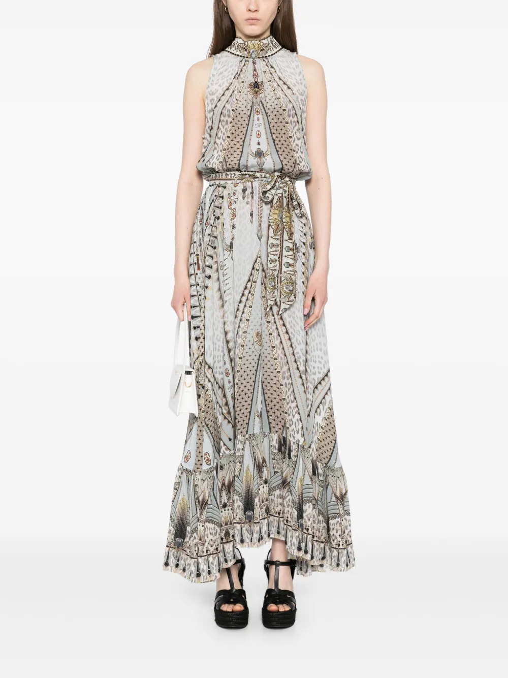 Camilla Sahara Starlet Necktie jurk met elastische taille - Grijs