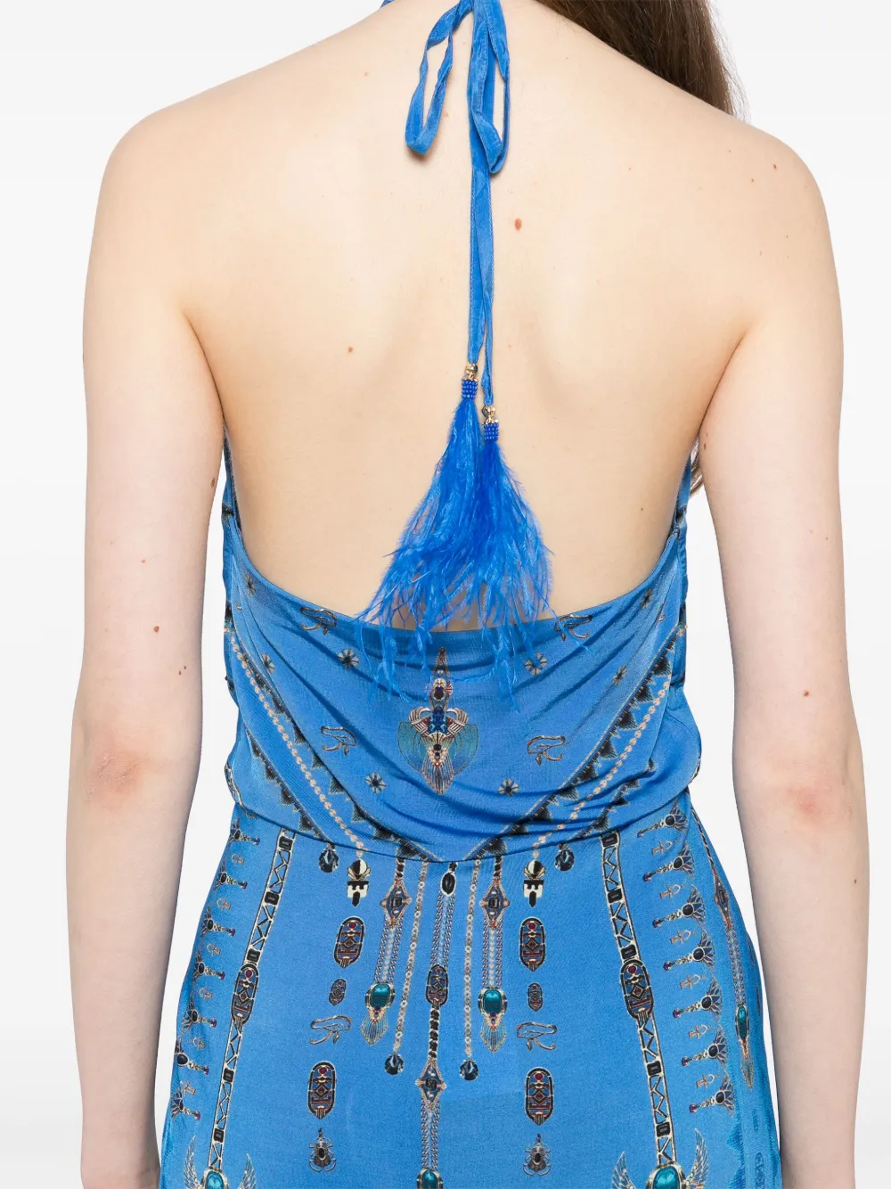 Camilla Gesmockte jersey jurk met V-hals Blauw