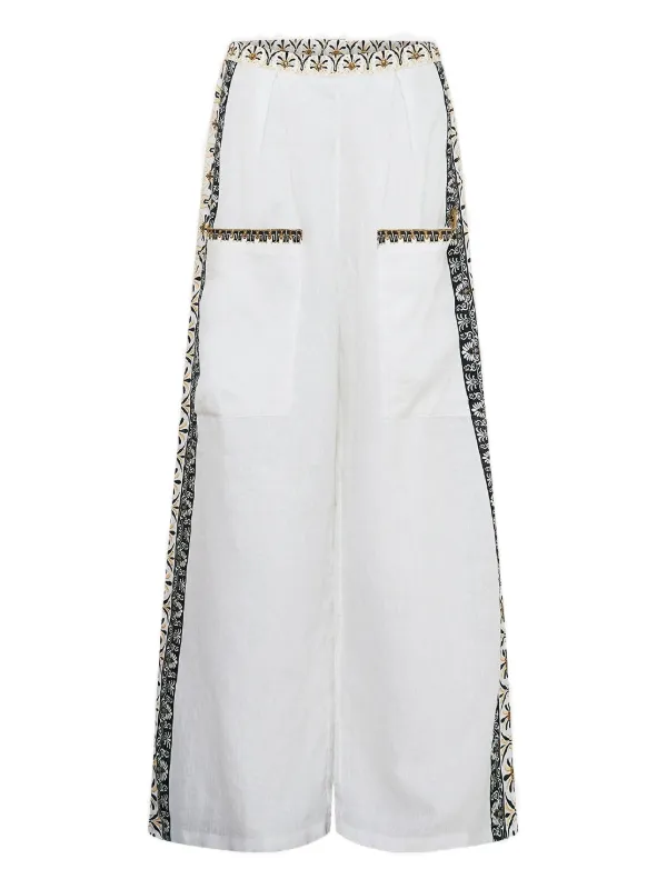Camilla Temples of Dendara Wide-leg Trousers in White