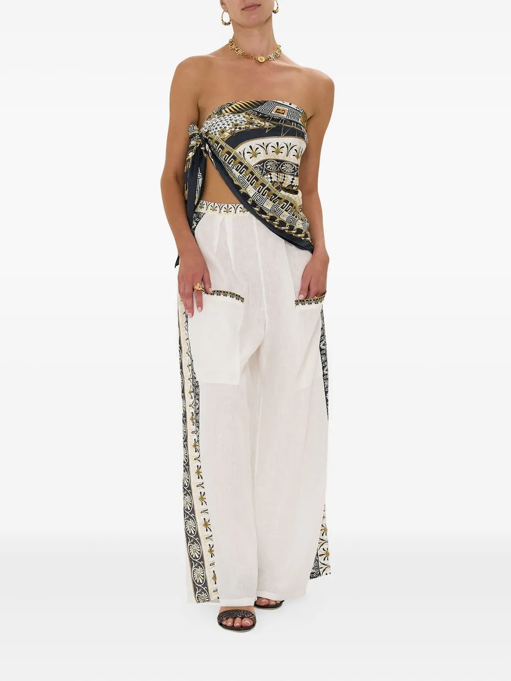 Camilla Temples Of Dendara wide-leg trousers - Wit