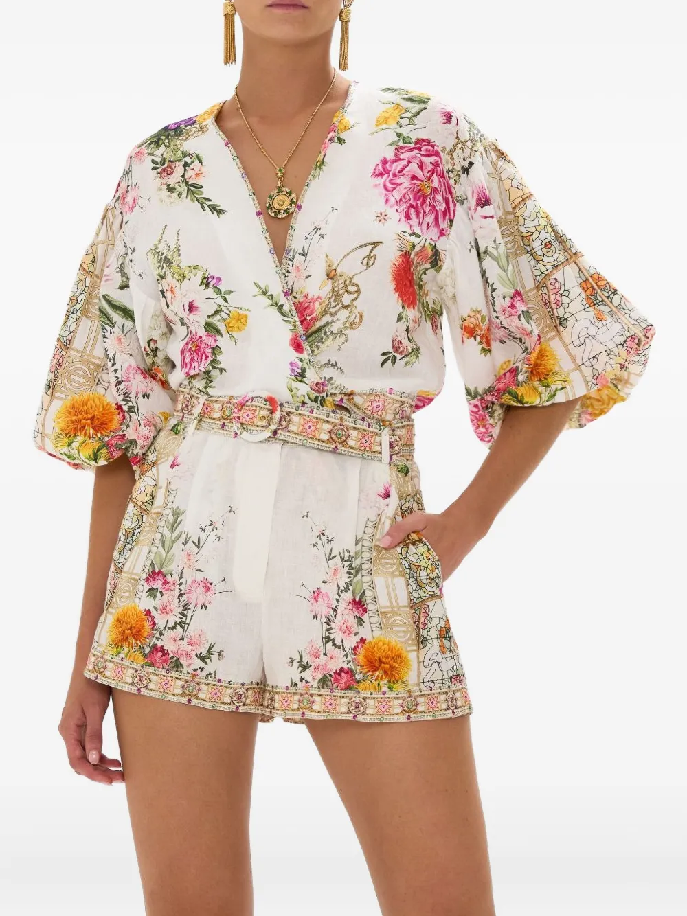 Camilla Egyptian Rose mini dress - Bianco