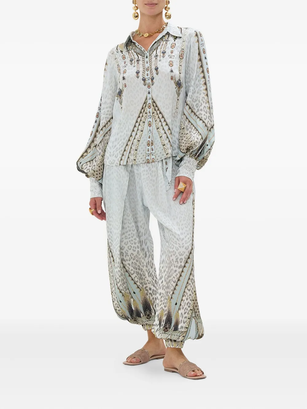 Camilla split-sleeve shirt - Blauw