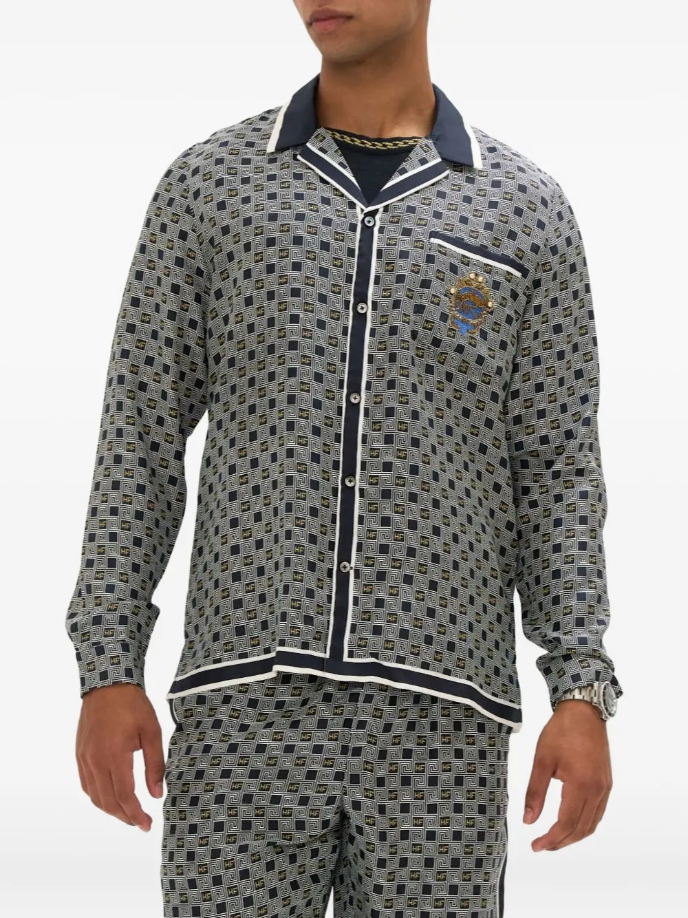 Camilla Overhemd met patroon en lange mouwen Blauw