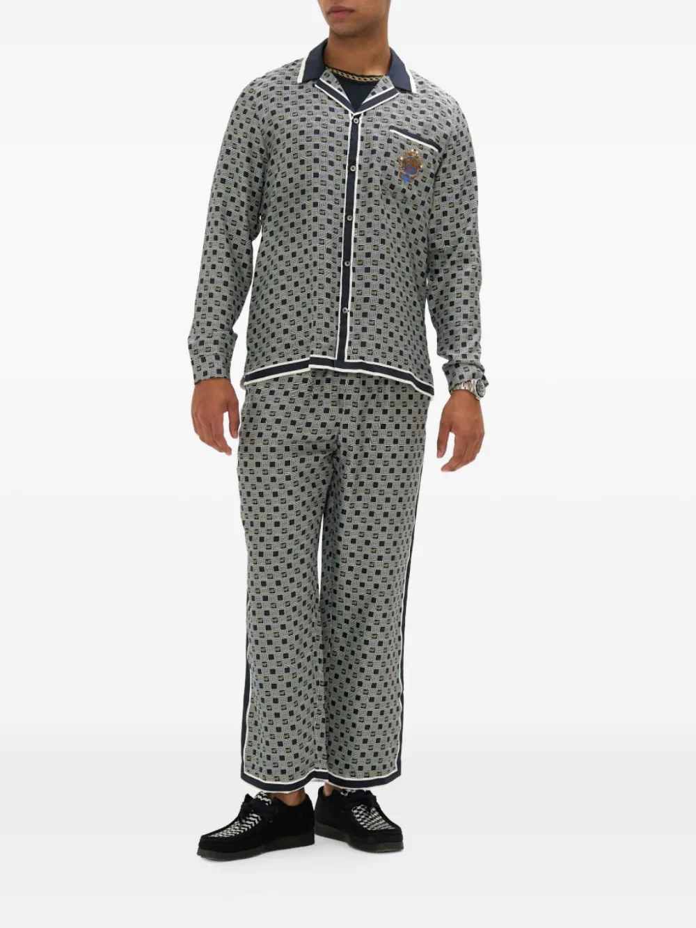 Camilla long-sleeve pattern shirt - Blauw