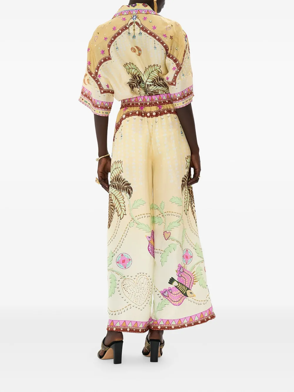 Camilla Aswan broek met abstracte print Beige