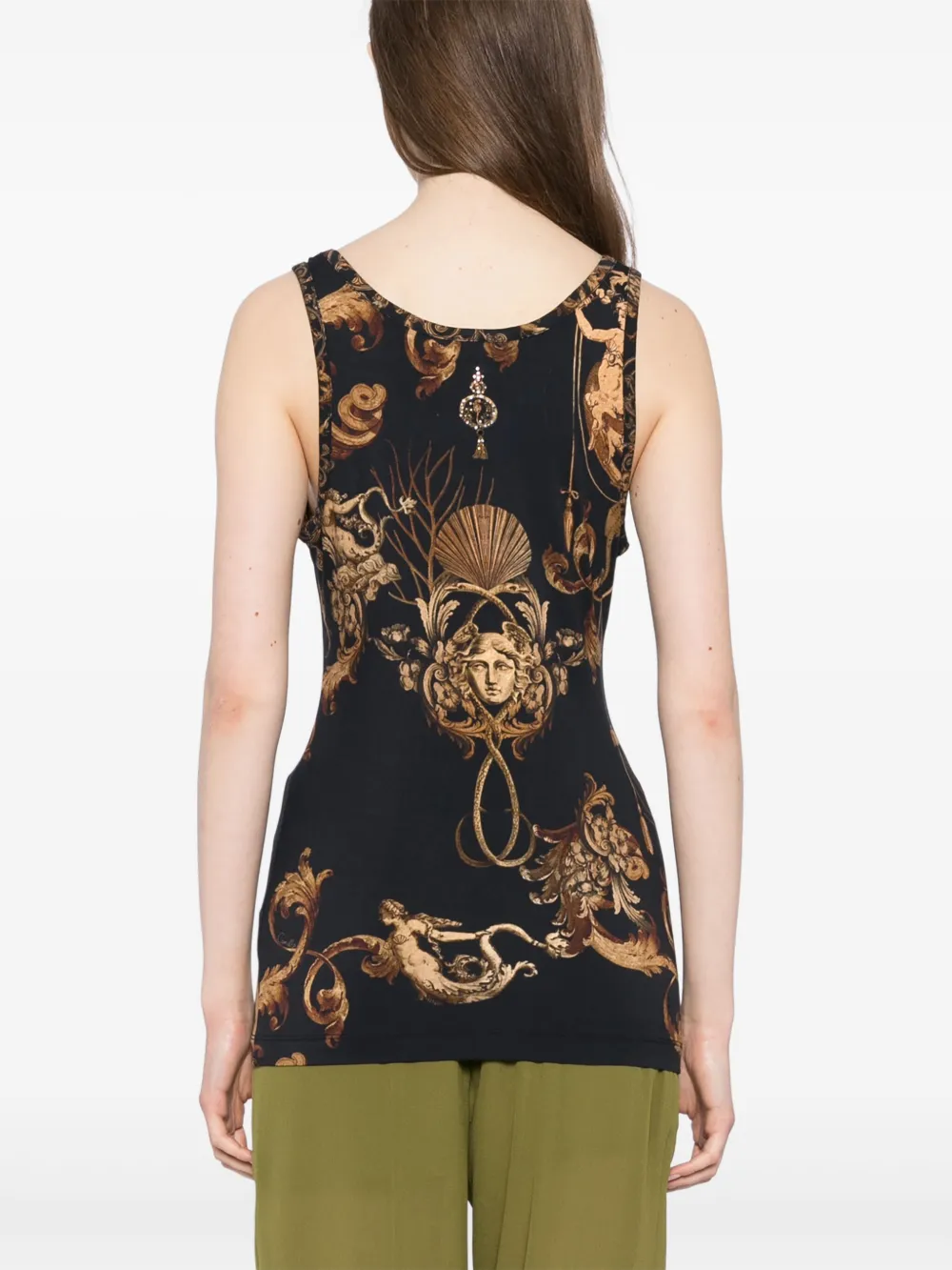 Camilla Jersey tanktop met diepe ronde hals Zwart