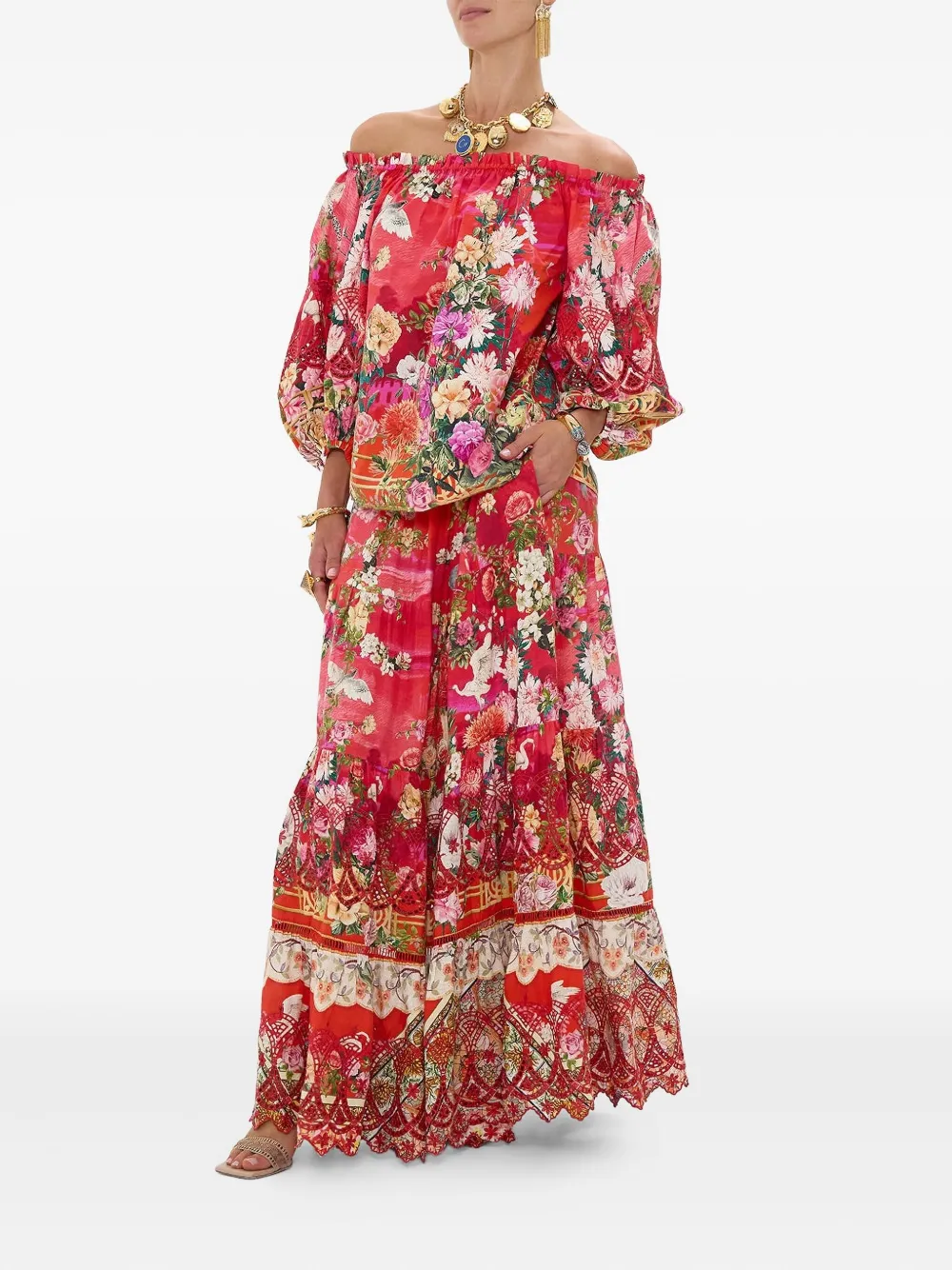 Camilla Sweet Home Alexandria gelaagde maxi-rok Rood