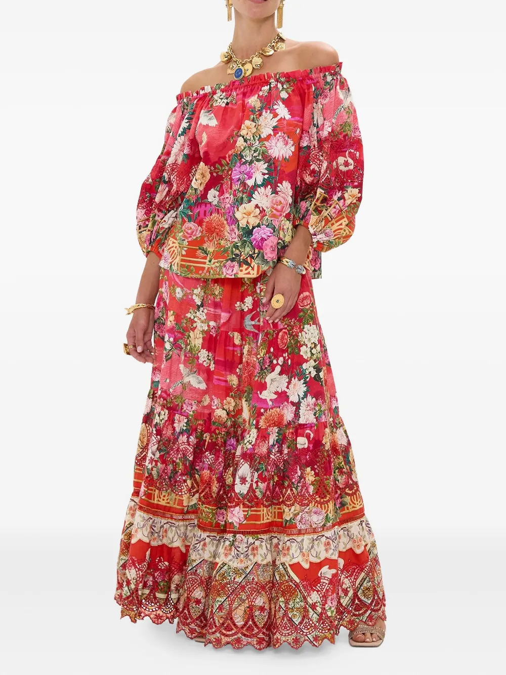 Camilla Sweet Home Alexandria tiered maxi skirt - Rood